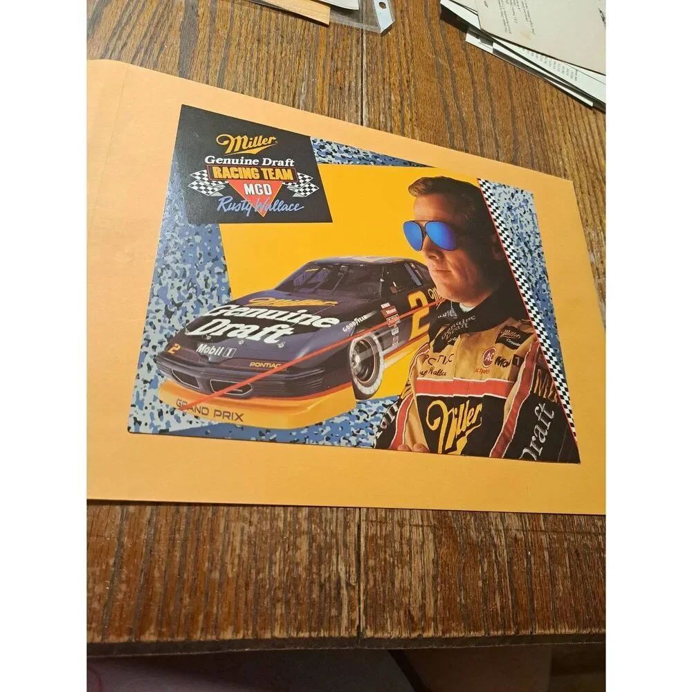 Vintage 1991 Rusty Wallace MGD Racing Driver Card #2 Pontiac NASCAR 8x10
